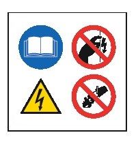 Etichetta 60x60 mm MULTISIMBOLO OBBLIGO LEGGERE ISTRUZIONI DIVIETO NON USARE ACQUA