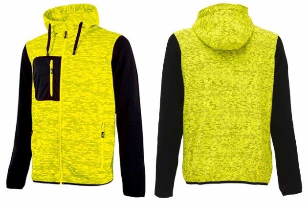 Felpa full zip c/cappuccio U POWER - RAINBOW giallo fluo