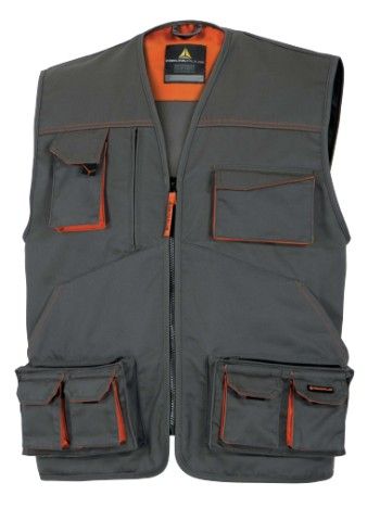 Gilet multitasche estivo M2GI2 grigio inserti in arancio