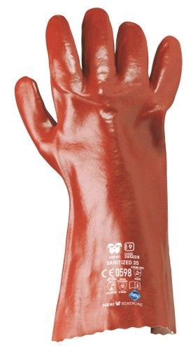 Guanti ricoperti PVC rosso lungh. 35 cm SANITIZED